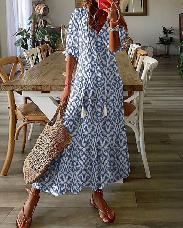 Mia | Boho Vintage V-Neck Summer Dress
