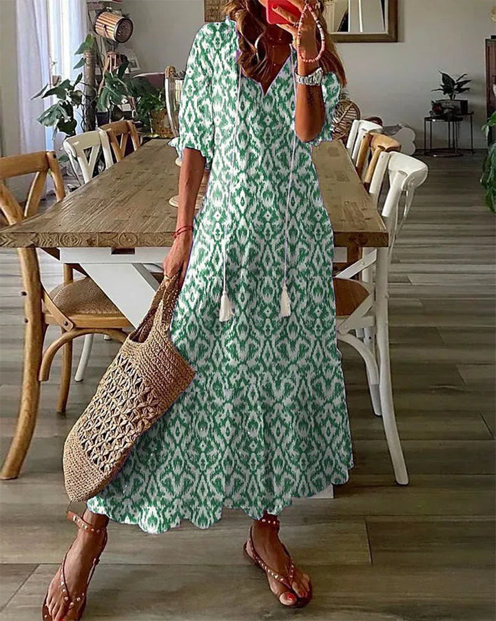 Mia | Boho Vintage V-Neck Summer Dress