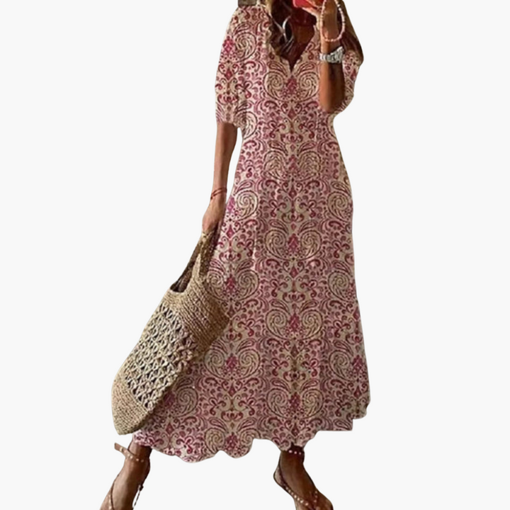 Mia | Boho Vintage V-Neck Summer Dress