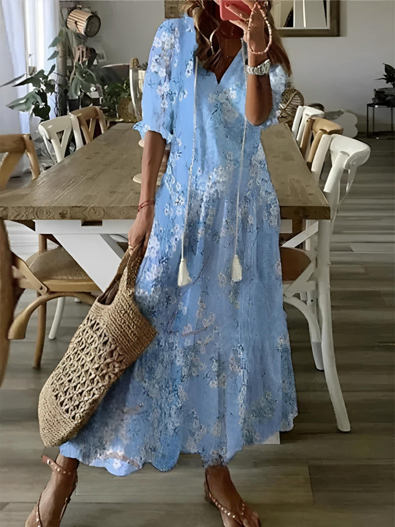 Mia | Boho Vintage V-Neck Summer Dress