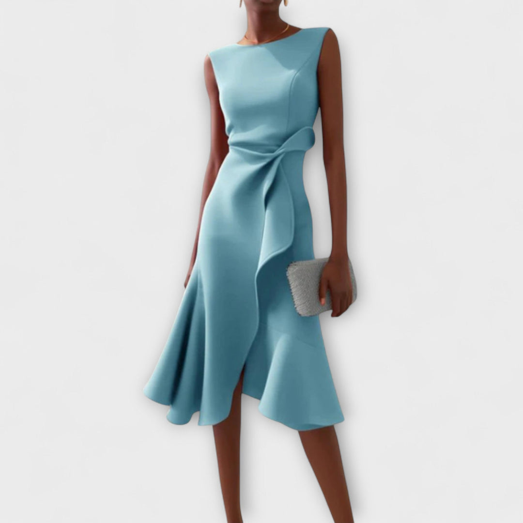 Gabriella | Draped Asymmetric Midi Dress