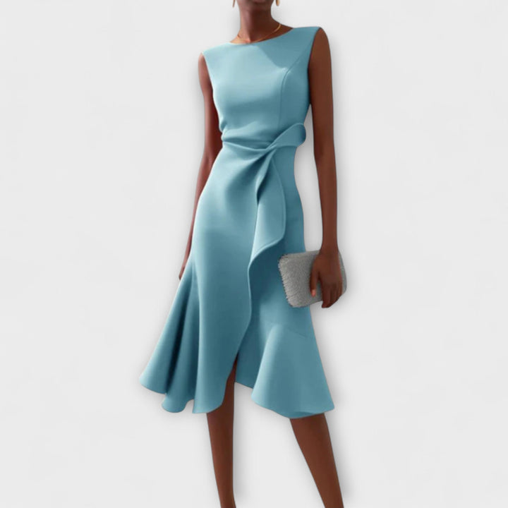 Gabriella | Draped Asymmetric Midi Dress