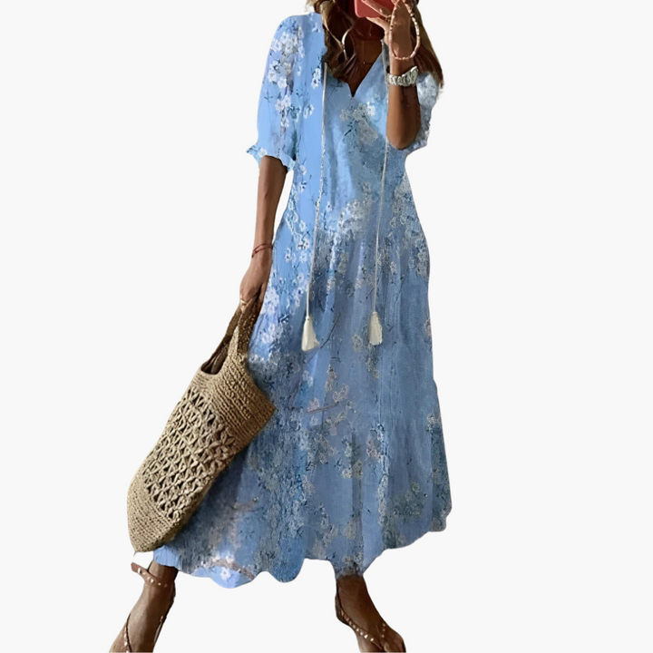Mia | Boho Vintage V-Neck Summer Dress
