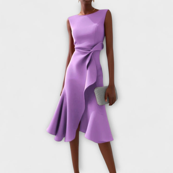 Gabriella | Draped Asymmetric Midi Dress