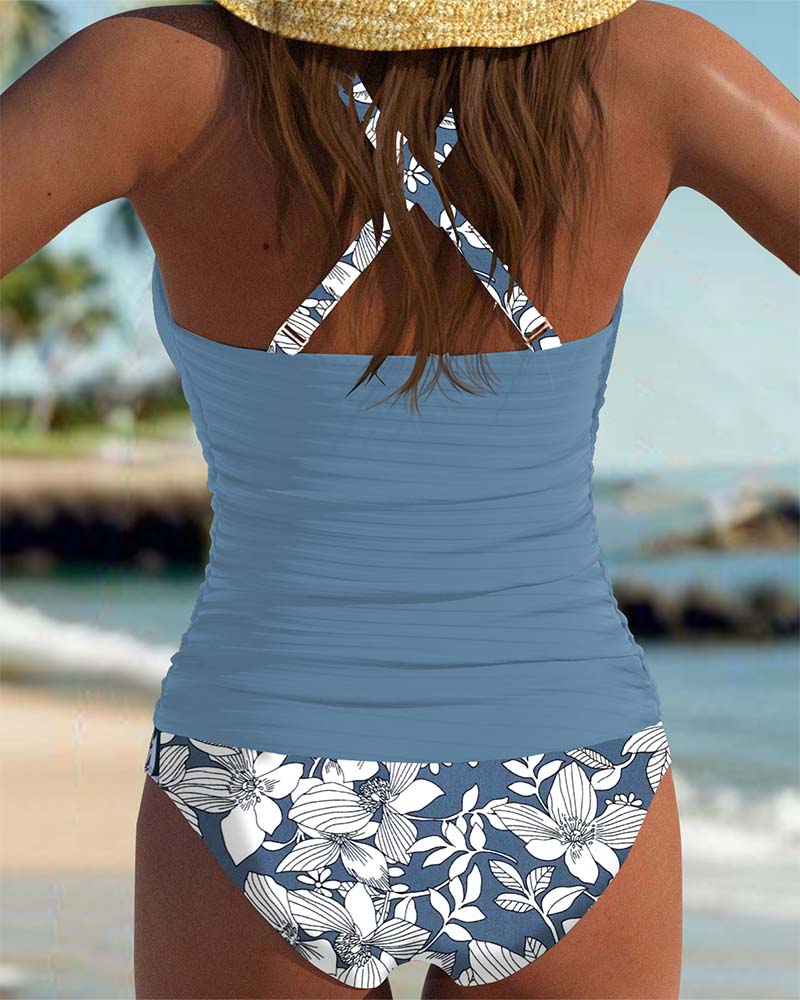 Catrina | Cross-Back Tankini with Ruffles