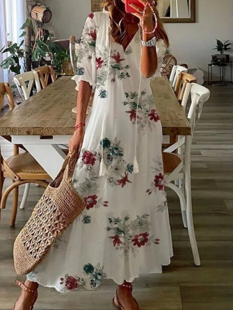 Mia | Boho Vintage V-Neck Summer Dress